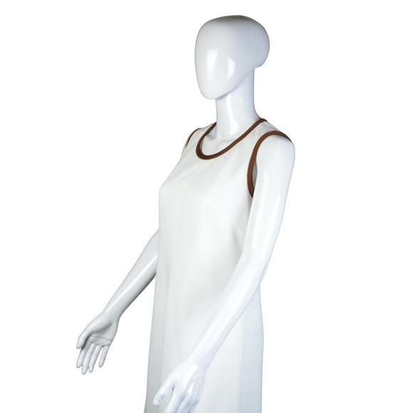 Kay Windsor 1960s Brown and White Maxi Dress with Chevron Pattern - Size 18 - Picture 3 of 11